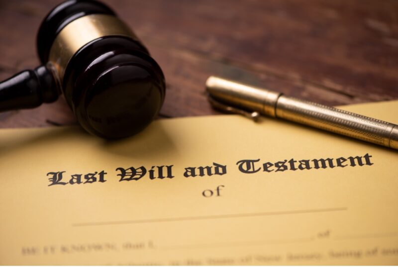 Last Will and Testament with a gavel and a pen